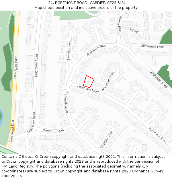 24, EGREMONT ROAD, CARDIFF, CF23 5LN: Location map and indicative extent of plot