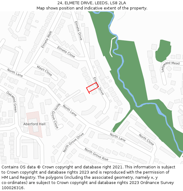 24, ELMETE DRIVE, LEEDS, LS8 2LA: Location map and indicative extent of plot