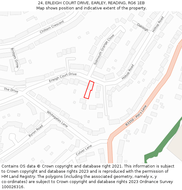 24, ERLEIGH COURT DRIVE, EARLEY, READING, RG6 1EB: Location map and indicative extent of plot