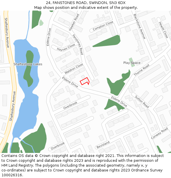 24, FANSTONES ROAD, SWINDON, SN3 6DX: Location map and indicative extent of plot