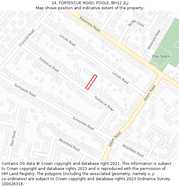 24, FORTESCUE ROAD, POOLE, BH12 2LJ: Location map and indicative extent of plot