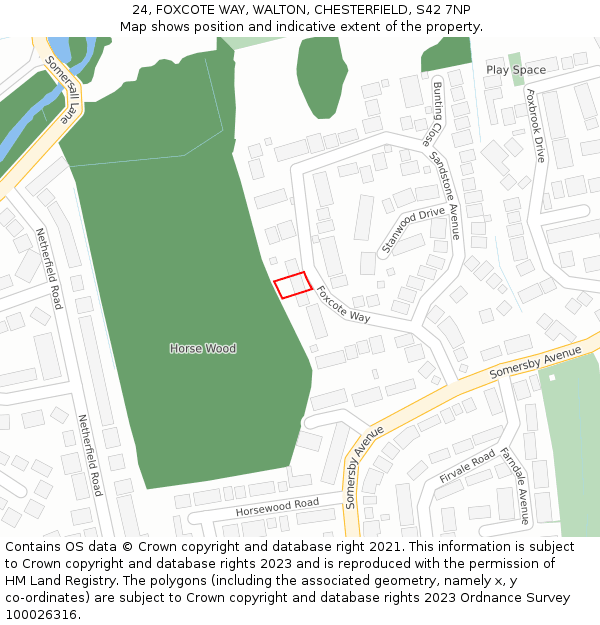 24, FOXCOTE WAY, WALTON, CHESTERFIELD, S42 7NP: Location map and indicative extent of plot