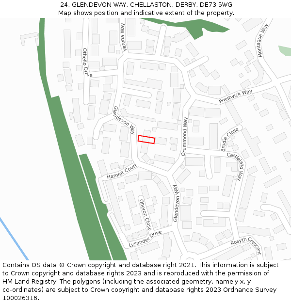 24, GLENDEVON WAY, CHELLASTON, DERBY, DE73 5WG: Location map and indicative extent of plot