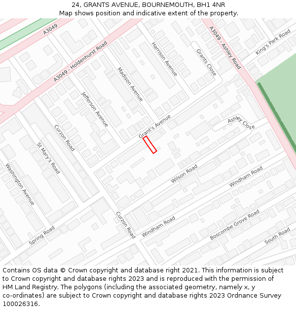 24, GRANTS AVENUE, BOURNEMOUTH, BH1 4NR: Location map and indicative extent of plot