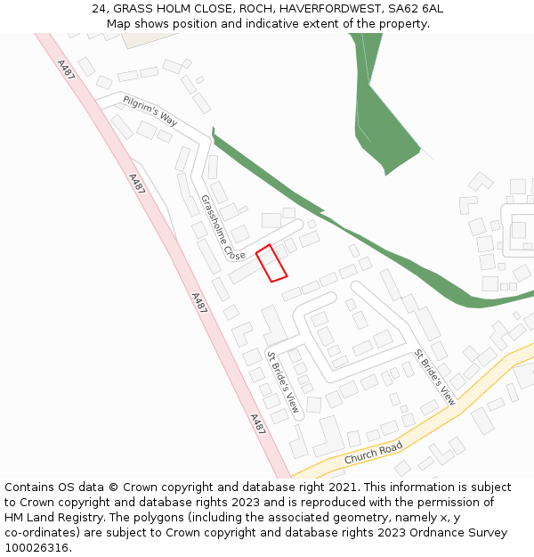 24, GRASS HOLM CLOSE, ROCH, HAVERFORDWEST, SA62 6AL: Location map and indicative extent of plot