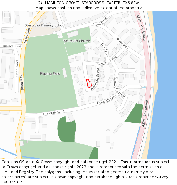 24, HAMILTON GROVE, STARCROSS, EXETER, EX6 8EW: Location map and indicative extent of plot