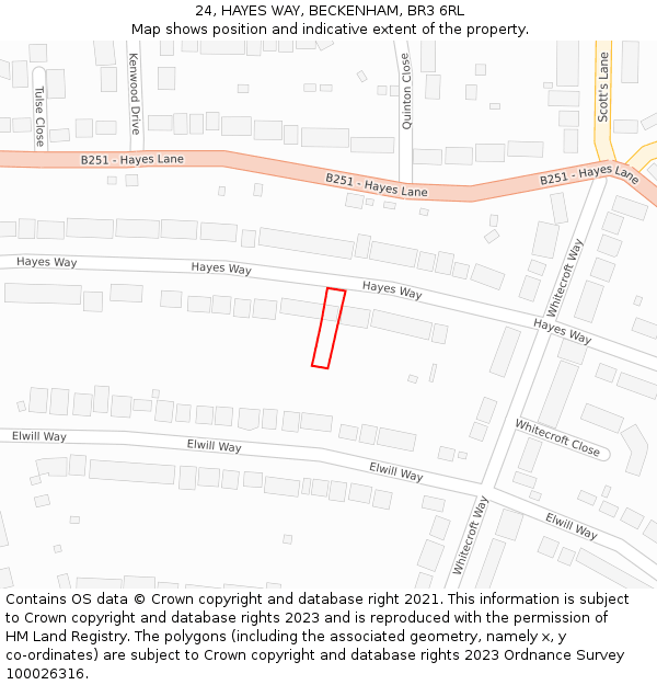 24, HAYES WAY, BECKENHAM, BR3 6RL: Location map and indicative extent of plot