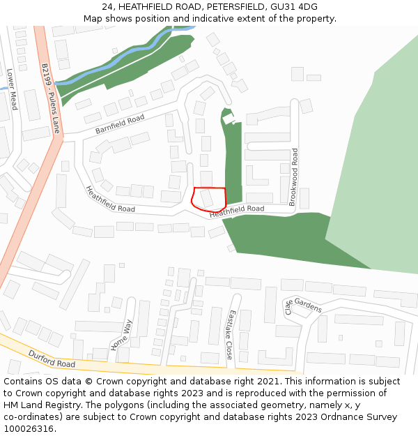 24, HEATHFIELD ROAD, PETERSFIELD, GU31 4DG: Location map and indicative extent of plot