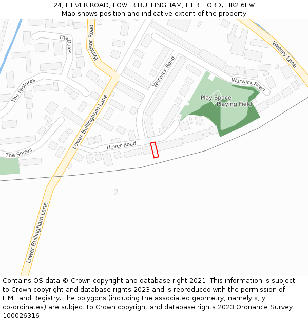 24, HEVER ROAD, LOWER BULLINGHAM, HEREFORD, HR2 6EW: Location map and indicative extent of plot