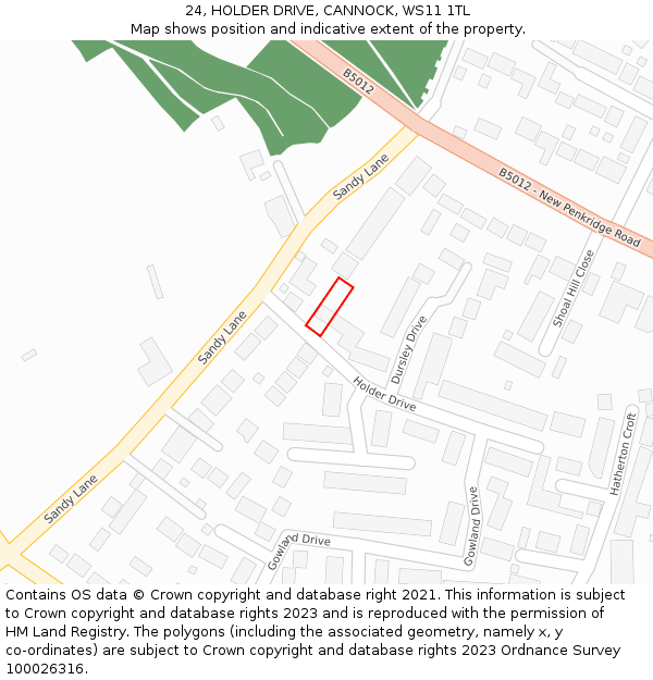 24, HOLDER DRIVE, CANNOCK, WS11 1TL: Location map and indicative extent of plot