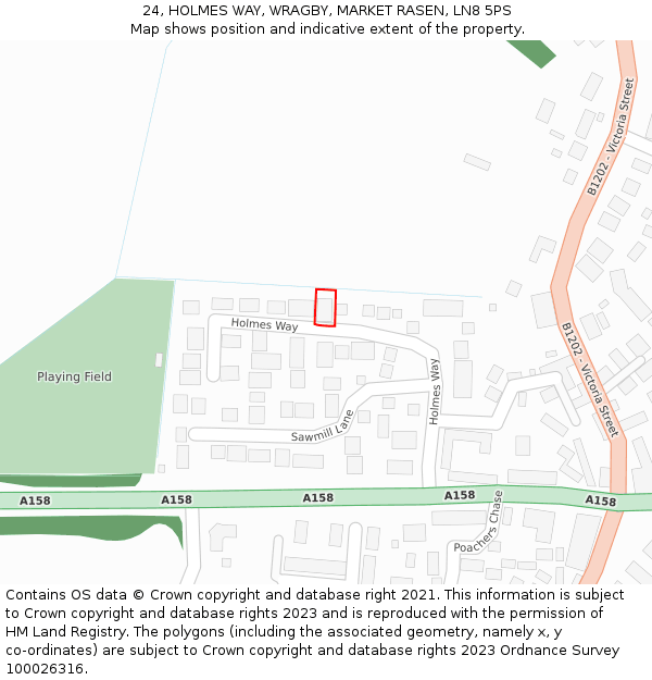 24, HOLMES WAY, WRAGBY, MARKET RASEN, LN8 5PS: Location map and indicative extent of plot