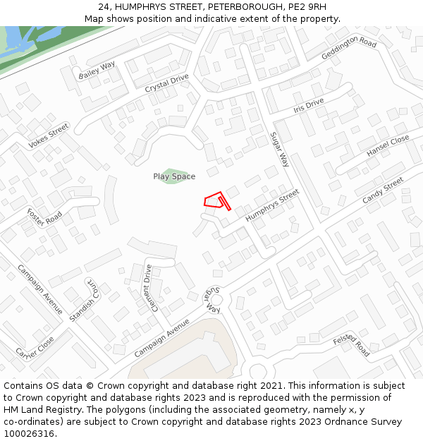 24, HUMPHRYS STREET, PETERBOROUGH, PE2 9RH: Location map and indicative extent of plot