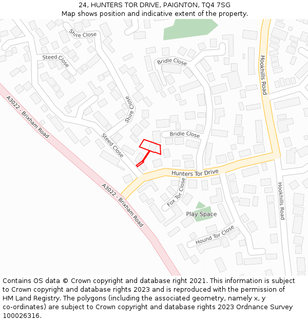 24, HUNTERS TOR DRIVE, PAIGNTON, TQ4 7SG: Location map and indicative extent of plot
