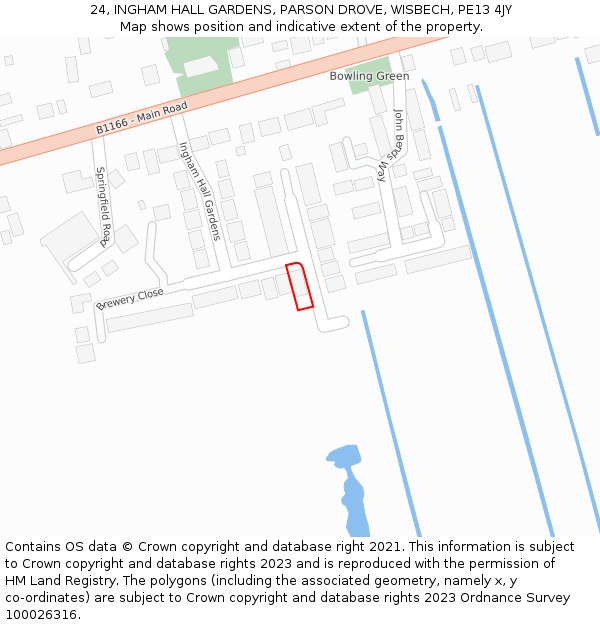 24, INGHAM HALL GARDENS, PARSON DROVE, WISBECH, PE13 4JY: Location map and indicative extent of plot
