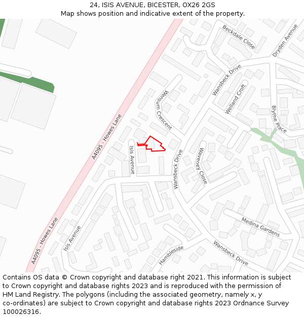 24, ISIS AVENUE, BICESTER, OX26 2GS: Location map and indicative extent of plot