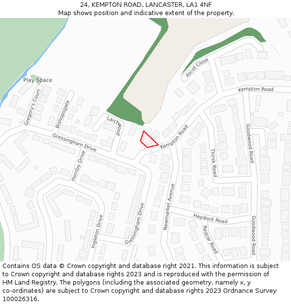 24, KEMPTON ROAD, LANCASTER, LA1 4NF: Location map and indicative extent of plot