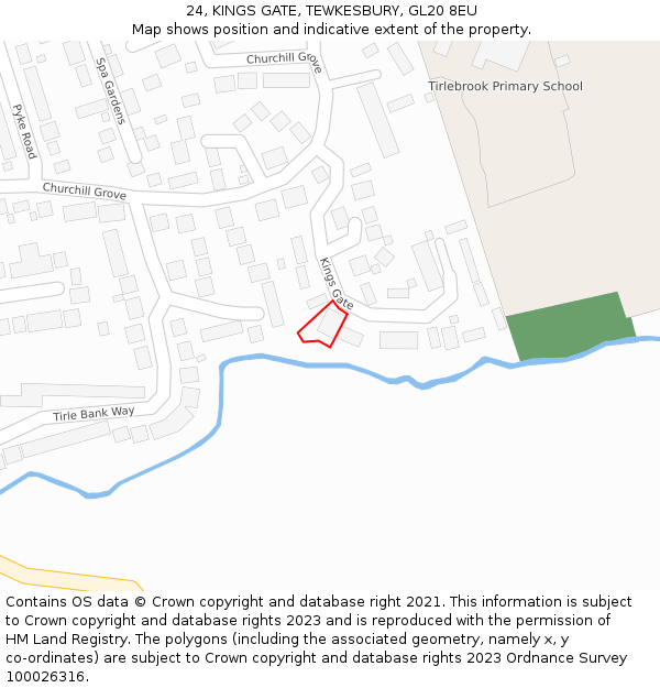 24, KINGS GATE, TEWKESBURY, GL20 8EU: Location map and indicative extent of plot