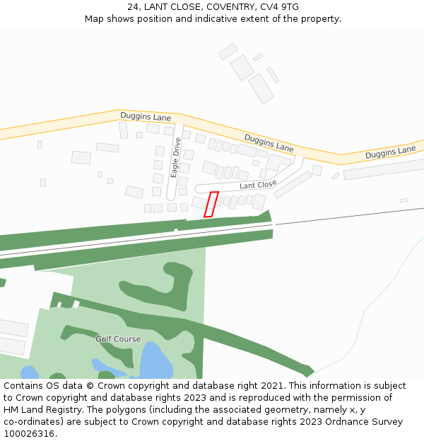 24, LANT CLOSE, COVENTRY, CV4 9TG: Location map and indicative extent of plot
