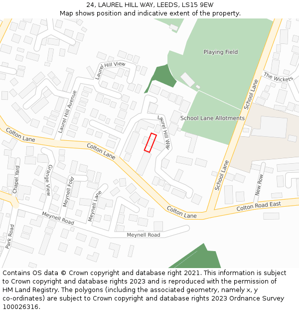 24, LAUREL HILL WAY, LEEDS, LS15 9EW: Location map and indicative extent of plot