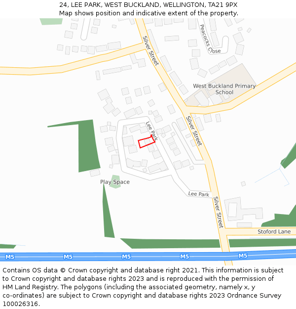24, LEE PARK, WEST BUCKLAND, WELLINGTON, TA21 9PX: Location map and indicative extent of plot