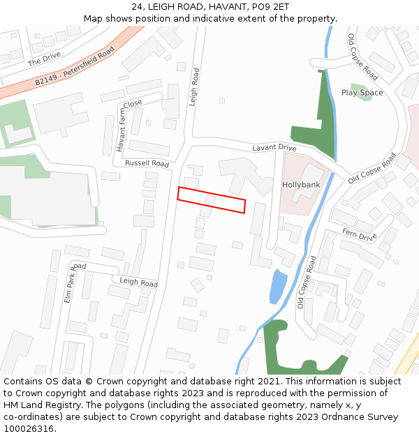 24, LEIGH ROAD, HAVANT, PO9 2ET: Location map and indicative extent of plot