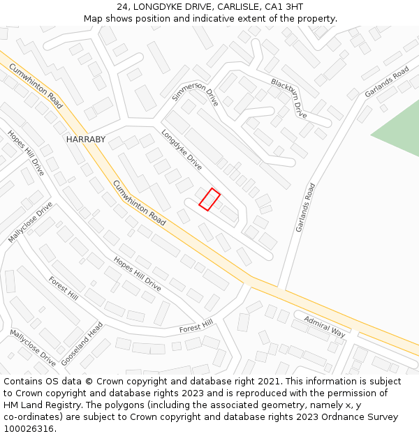 24, LONGDYKE DRIVE, CARLISLE, CA1 3HT: Location map and indicative extent of plot