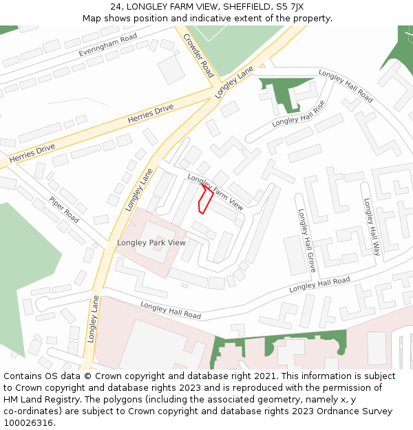 24, LONGLEY FARM VIEW, SHEFFIELD, S5 7JX: Location map and indicative extent of plot