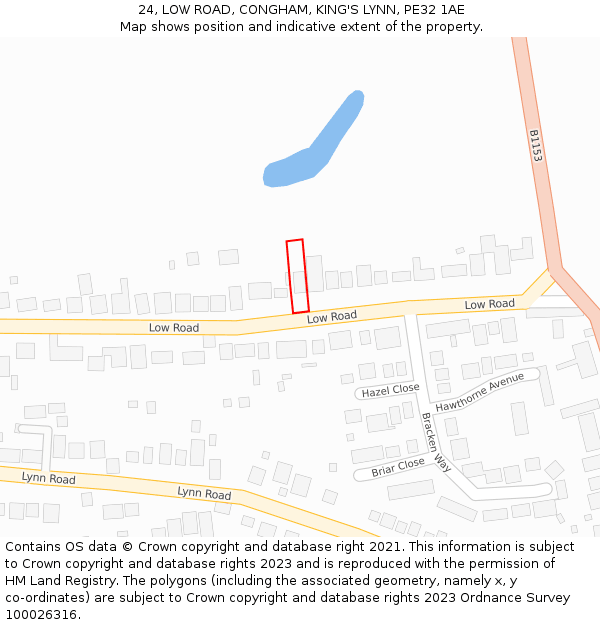24, LOW ROAD, CONGHAM, KING'S LYNN, PE32 1AE: Location map and indicative extent of plot