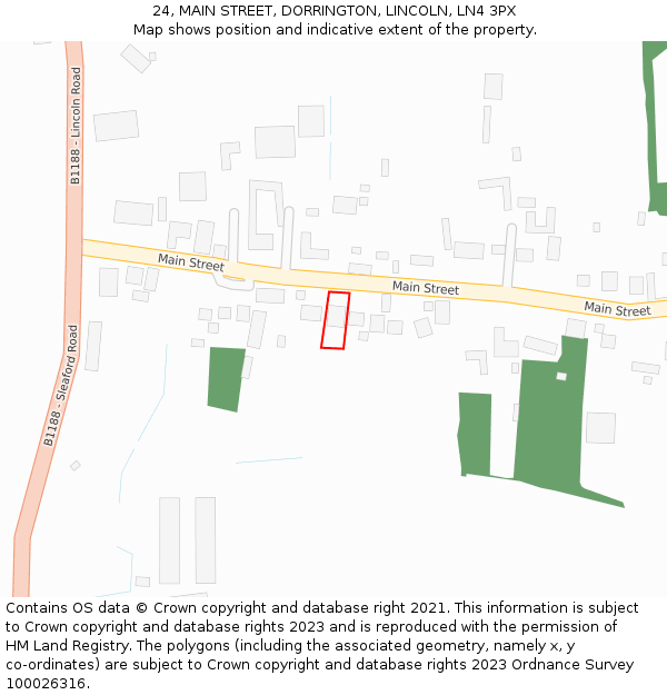 24, MAIN STREET, DORRINGTON, LINCOLN, LN4 3PX: Location map and indicative extent of plot