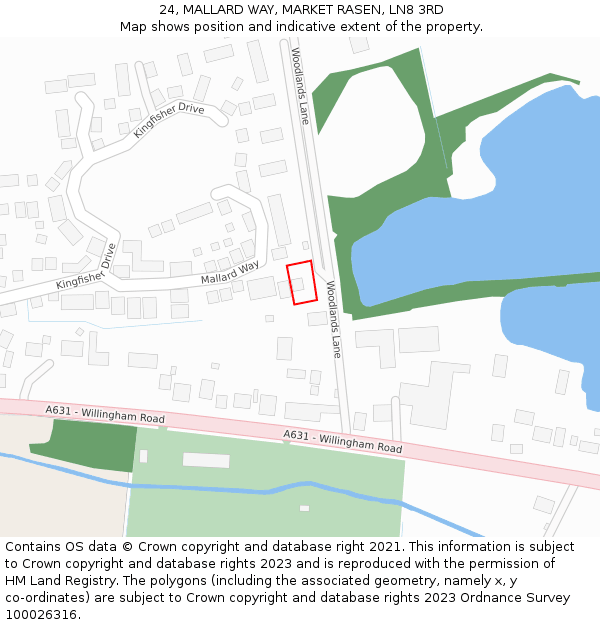 24, MALLARD WAY, MARKET RASEN, LN8 3RD: Location map and indicative extent of plot