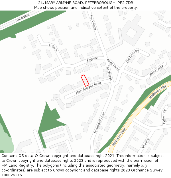 24, MARY ARMYNE ROAD, PETERBOROUGH, PE2 7DR: Location map and indicative extent of plot