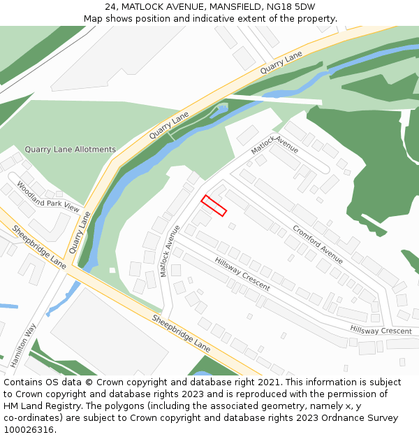 24, MATLOCK AVENUE, MANSFIELD, NG18 5DW: Location map and indicative extent of plot