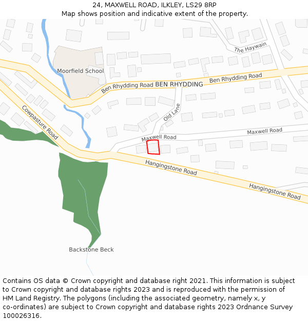 24, MAXWELL ROAD, ILKLEY, LS29 8RP: Location map and indicative extent of plot