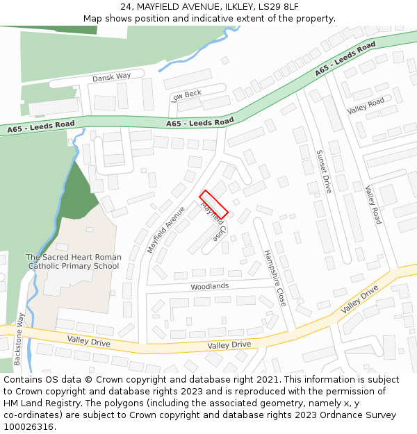 24, MAYFIELD AVENUE, ILKLEY, LS29 8LF: Location map and indicative extent of plot