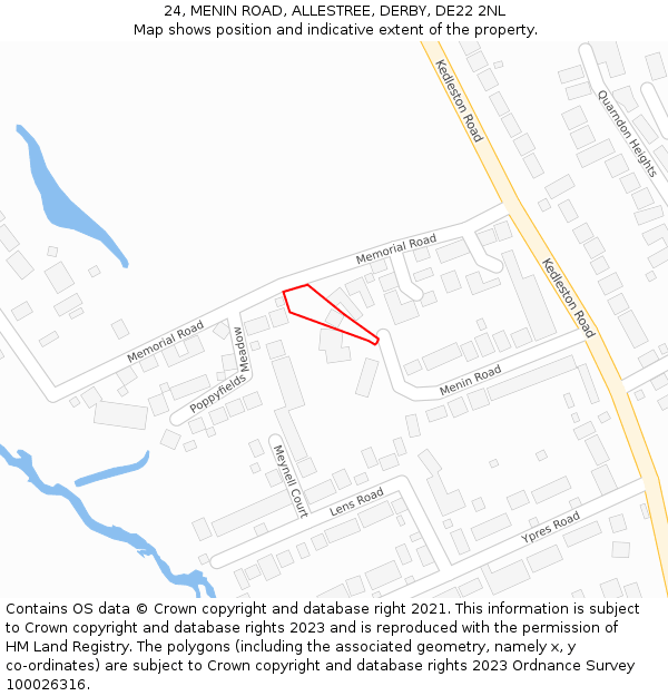24, MENIN ROAD, ALLESTREE, DERBY, DE22 2NL: Location map and indicative extent of plot
