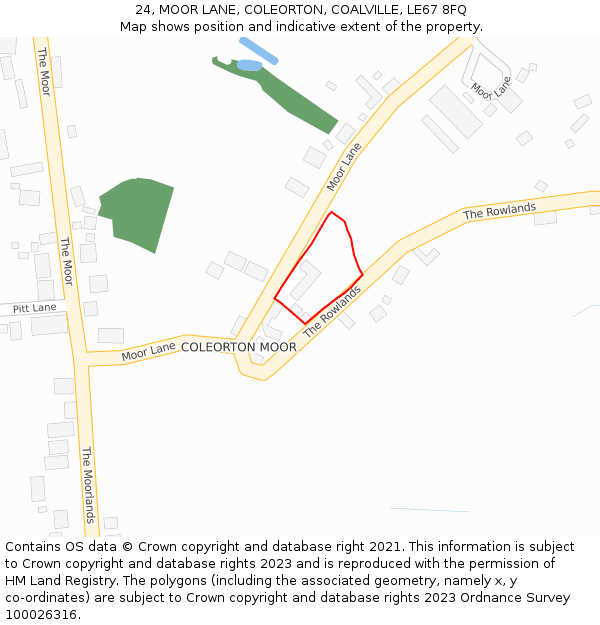 24, MOOR LANE, COLEORTON, COALVILLE, LE67 8FQ: Location map and indicative extent of plot