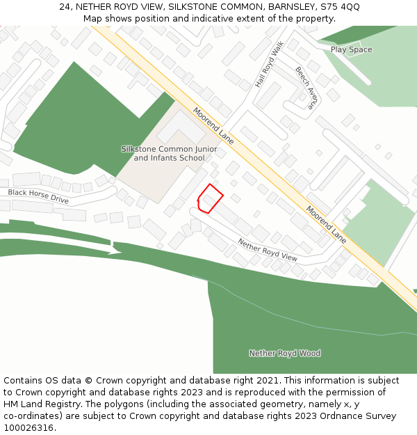 24, NETHER ROYD VIEW, SILKSTONE COMMON, BARNSLEY, S75 4QQ: Location map and indicative extent of plot