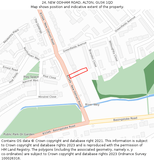24, NEW ODIHAM ROAD, ALTON, GU34 1QD: Location map and indicative extent of plot