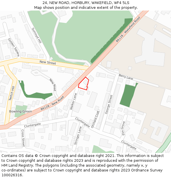 24, NEW ROAD, HORBURY, WAKEFIELD, WF4 5LS: Location map and indicative extent of plot