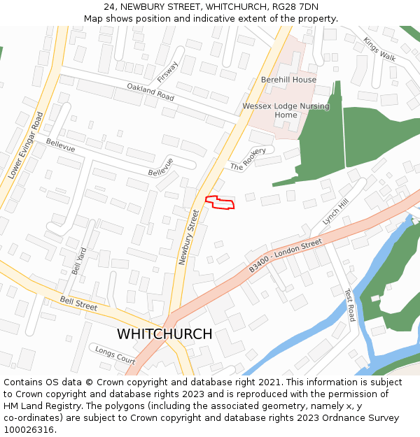 24, NEWBURY STREET, WHITCHURCH, RG28 7DN: Location map and indicative extent of plot