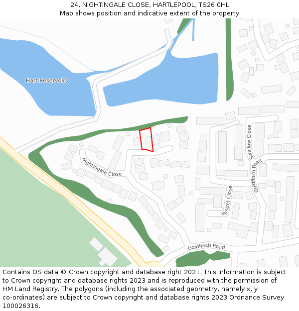 24, NIGHTINGALE CLOSE, HARTLEPOOL, TS26 0HL: Location map and indicative extent of plot