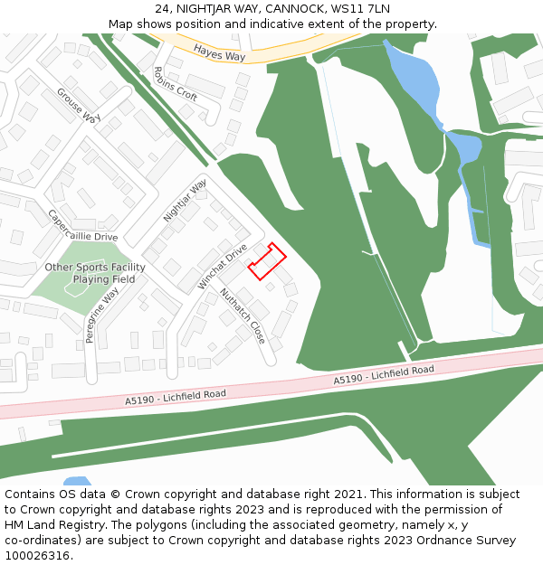 24, NIGHTJAR WAY, CANNOCK, WS11 7LN: Location map and indicative extent of plot