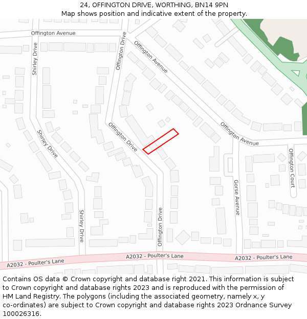 24, OFFINGTON DRIVE, WORTHING, BN14 9PN: Location map and indicative extent of plot