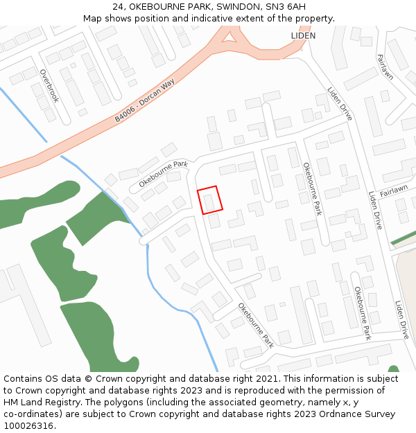 24, OKEBOURNE PARK, SWINDON, SN3 6AH: Location map and indicative extent of plot