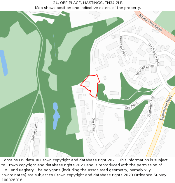 24, ORE PLACE, HASTINGS, TN34 2LR: Location map and indicative extent of plot