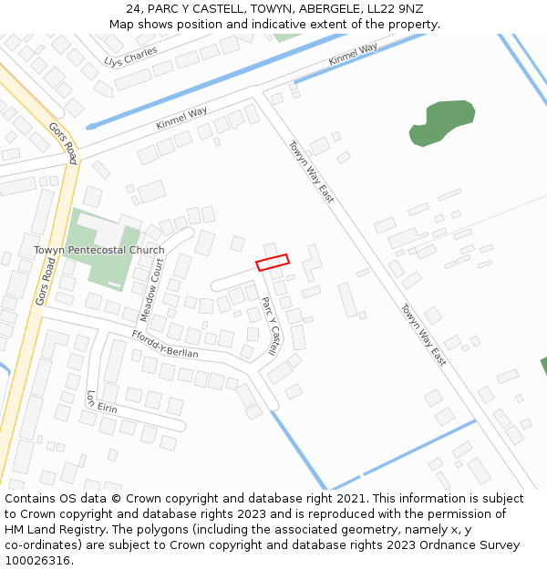 24, PARC Y CASTELL, TOWYN, ABERGELE, LL22 9NZ: Location map and indicative extent of plot