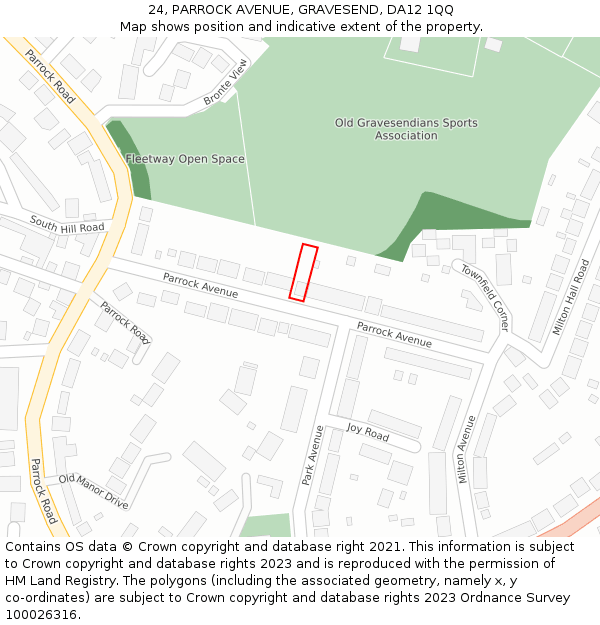 24, PARROCK AVENUE, GRAVESEND, DA12 1QQ: Location map and indicative extent of plot