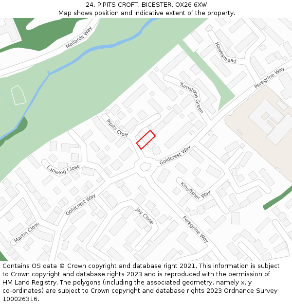24, PIPITS CROFT, BICESTER, OX26 6XW: Location map and indicative extent of plot