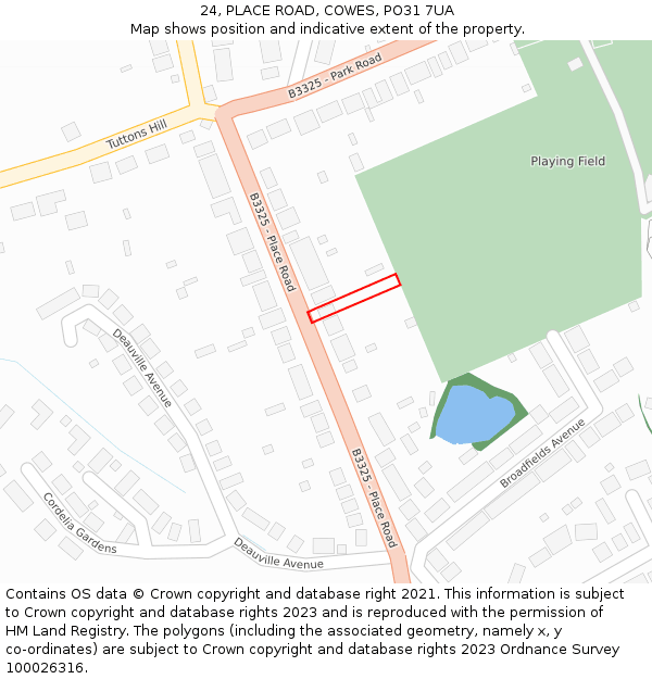 24, PLACE ROAD, COWES, PO31 7UA: Location map and indicative extent of plot