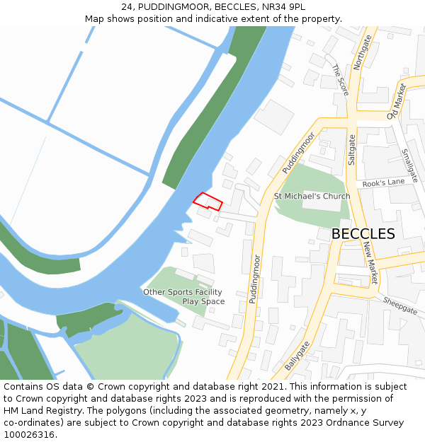 24, PUDDINGMOOR, BECCLES, NR34 9PL: Location map and indicative extent of plot